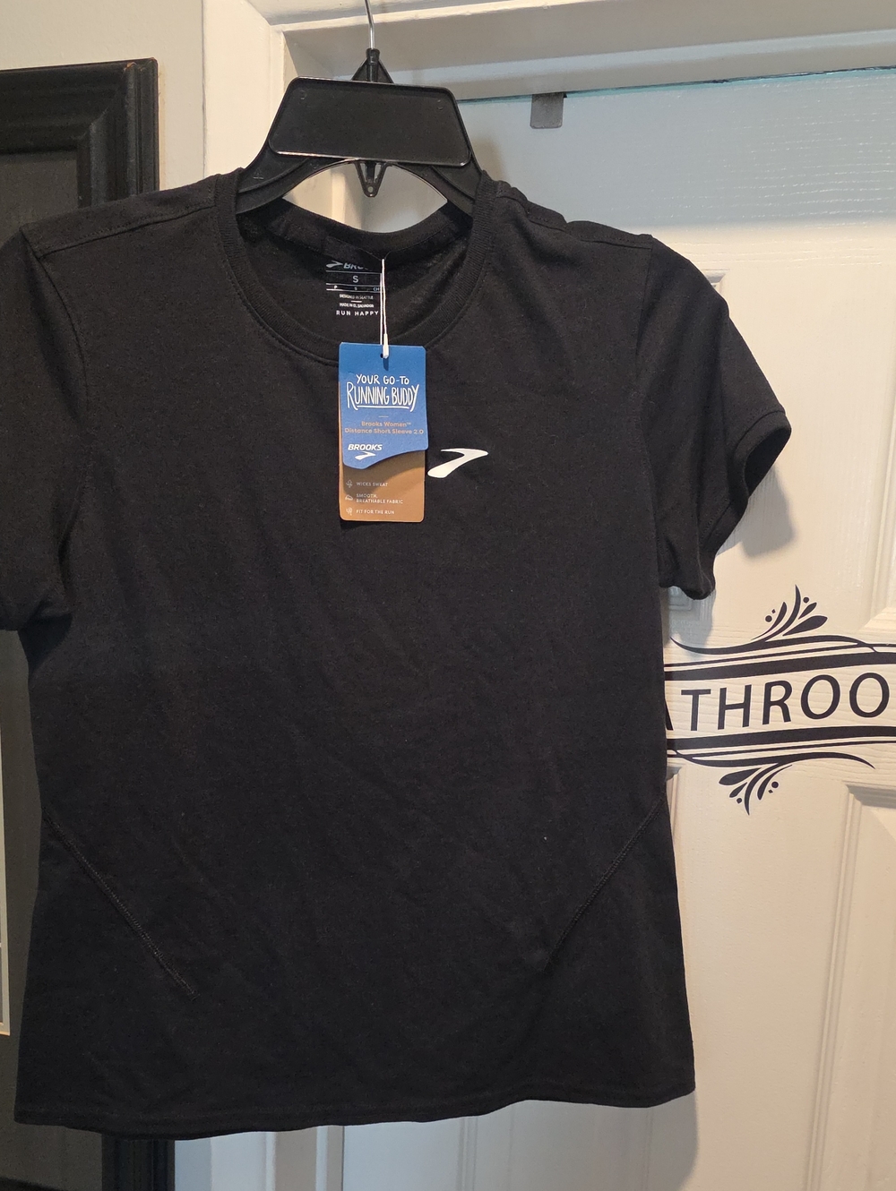 Brooks Black Short-Sleeve Running Tee with Logo